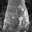 View of stone showing carved pictish figure (B&W)