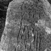 Detail of carved pictish figure B&W)