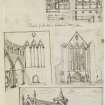 Digital copy of page 82: Ink sketches of Dunblane Cathedral.
'MEMORABILIA, JOn. SIME  EDINr.  1840'
