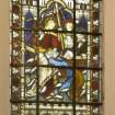 Interior. View of N wall stained glass window by Clayton & Bell 1888