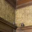Interior. Ground floor library, detail of Tynecastle Canvas frieze