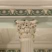 Interior. Ground floor, dining room, detail of column capital anf frieze