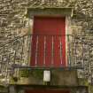 Detail of laird's loft doorway, with label hoodmould above, at Parish Church of Ettrick & Buccleuch