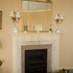 Interior. 2nd floor, Eisenhower apartment, drawing room, view of fireplace with mirror above