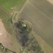 Oblique aerial view centred on the remains of the church with the burial ground adjacent, taken from the SE.