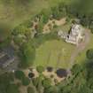 Oblique aerial view of Caprington Castle and stables, taken from the S.