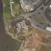 General oblique aerial view of Alloa, centred on former dock warehouse near Alloa Park, taken from the S