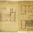 Proposed additions to Hyndford House for Mr James Scott.
Recto: Plans of ground, first and second floors.