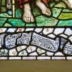 Interior. Rev David Scott stained glass window. Detail