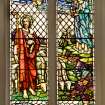 Interior. Rev David Scott stained glass window. Detail