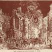 Drawing of the Old Tolbooth, Edinburgh, door being assaulted with fire by a mob
Insc.: 'The Tolbooth Door Yielded to Fire'