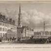 Edinburgh, engraving of George Street, St Andrew's & St George's Church, and Melville Monument beyond.
Titled 'George Street, St.Andrews Church and Lo. Melville's Monument. Edinburgh. Drawn by Tho. H. Shepherd. Engraved byT. Barber.'