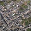 General oblique aerial view of the High Street area of Forfar, centred on Municipal Buildings, taken from the S.