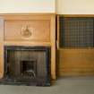 Harbour Chambers. Interior. Ground floor.  Directors office. Fireplace wall. Detail