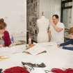 View of students working within the studio space of the textiles department in the Newbery Tower