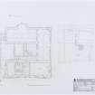 Glasshaugh House: survey drawing. Ground floor plan (1:100) and site plan (1:1250)
