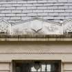 Detail of decorative pediments above doorway to 34 Mount Pleasant Road, Rothesay, Bute