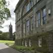 View of the East elevation of Bo'ness Town Hall and Carnegie Library, Stewart Avenue, Bo'ness,1 taken from the North-East. This photograph was taken as part of the Bo'ness Urban Survey to illustrate the character of the School Brae Area of Townscape Character.