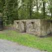 General view of James Watt's Cottage, Kinneil, Bo'ness, taken from the North-East. This remains of this small building are situated to the South-West of Kinneil House. This photograph was taken as part of the Bo'ness Urban Survey to illustrate the character of the Kinneil Area of Townscape Character.