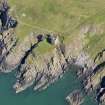Oblique aerial view of Dunskey Castle in the Rhins of Galloway, taken from the S.