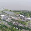 General oblique aerial view of Bo'Ness Harbour and Railway Station, taken from the SSE.