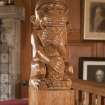 Interior view of Ardkinglas House showing detail of monkey newel in ground floor smoking room.