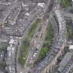 Oblique aerial view of the Edinburgh Tram Works on Shandwick Place, taken from the SW.