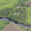 Oblique aerial view of Innerpeffray chapel and burial ground, taken from the SW.