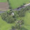 Oblique aerial view of Innerpeffray chapel and burial ground, taken from the E.