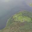 Oblique aerial view centred on Caisteal Bharraich, looking NE.