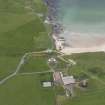 Oblique aerial view centred on Balnakeil House and Durness Parish Church, looking NW.