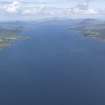 General oblique aerial view of the Sound of Mull, the Ardnamurchan peninsula and the island of Rum, looking N.
