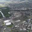 Oblique aerial view of the Glasgow Commonwealth Games Site during construction works, taken from the N.