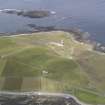 Oblique aerial view centred on Dennis Ness lighthouse, looking N.