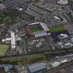 Oblique aerial view of Tynecastle Park Stadium, looking SSW.