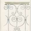 Student drawing showing detail of ironwork on porch at Kinross House.