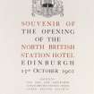 Title page
Taken from Souvenir of the opening of the North British Hotel Edinburgh by John Geddie. p.3