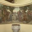 View of mural in south corner above font