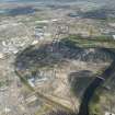 Oblique aerial view of the construction of the Glasgow Commonwealth games site, looking to the N.
