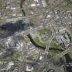 General oblique aerial view of the centre of Paisley centred on Paisley Abbey, looking to the NW.