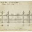 Gate for Eagle and Henderson's Nursery.
Plan and elevation of gate with sketch alterations.
Insc: 'Gate for Messrs Eagle and Henderson's  Nursery Leith Walk' .