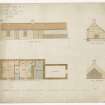 Gardener's Bothy, Dixon and Co.'s Nursery.
Plan, section and elevations.
Insc: 'Gardener's Bothy Etc -  Dixon & Coy's Nursery  Leith Walk'.
Dated: '1848'.