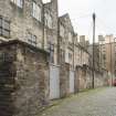 View of rear elevations of 2-26 St Mary's Street and 266-278 Canongate from Gullan's Close, Canongate, Edinburgh, from SE.