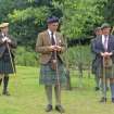 Sir Lachlan Maclean of Duart and Morvern (centre), flanked by clan dignitaries, opening a memorial to his clansmen who fell with the 11th Chief, Sir Hector at the battle of Inverkeithing on 20 July 1651, when a Royalist Highland army was defeated by Cromwell’s forces in Scotland. The occasion was the 350th anniversary of the battle. (Colin Martin)