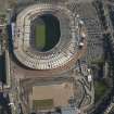 Oblique aerial view of Hampden Park and Lesser Hampden Park  being converted to Commonwealth games venues, looking to the E.