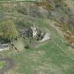 Oblique aerial view of Brunston Castle, looking NE.