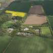 Oblique aerial view of East Fortune Airfield recreation area and Gilmerton House, looking E.