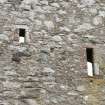 Invermark Castle. Detail of two slit windows at 3rd floor level of west face