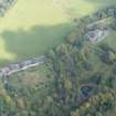 Oblique aerial view of Darleith Castle and walled garden, looking NNE.