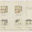 Ground and upper floor plans and elevations of proposed green keeper's cottage for the Honourable Company of Edinburgh Golfers at Muirfield Golf Course, Gullane.